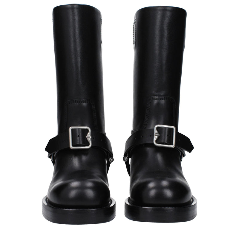 Black Leather Boots Burberry