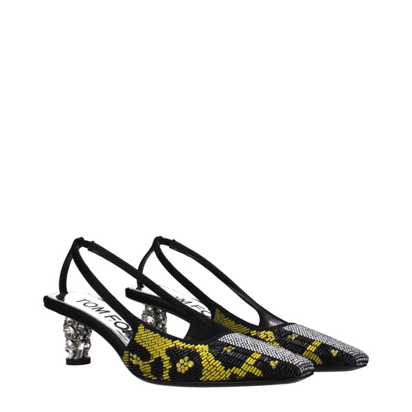 Yellow Satin Stiletto Heels Sandals Tom Ford