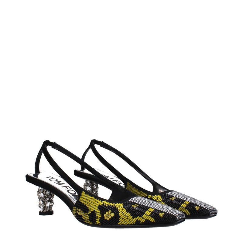 Yellow Satin Stiletto Heels Sandals Tom Ford