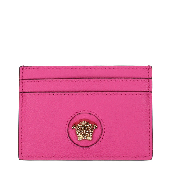 Pink Leather Cardholders Versace