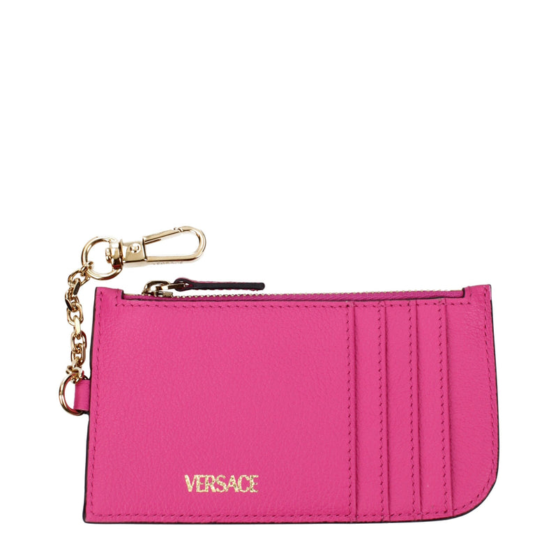 Pink Leather Wallets Versace