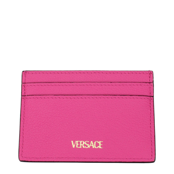 Pink Leather Cardholders Versace