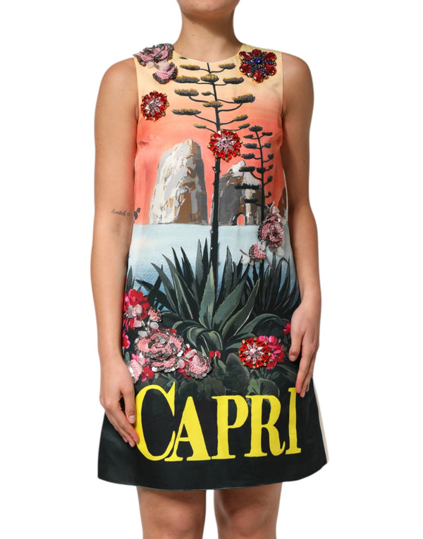 Multicolor Crystal Embellished A-line Mini Dress Dolce & Gabbana