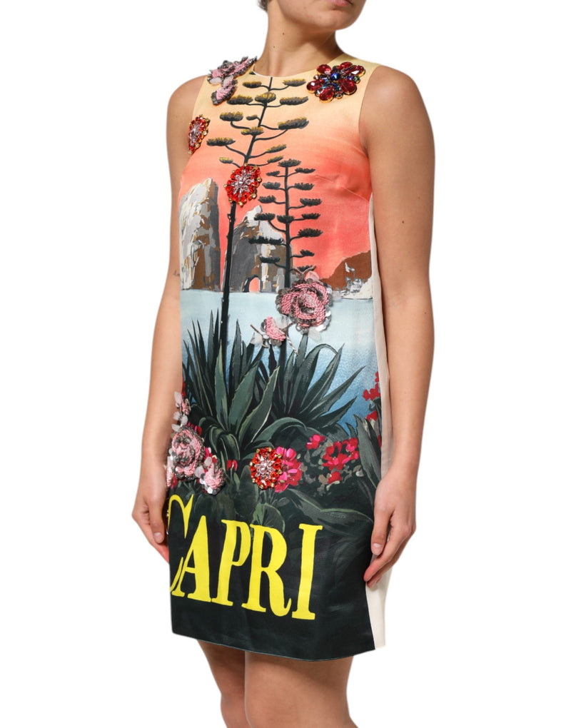 Multicolor Crystal Embellished A-line Mini Dress Dolce & Gabbana