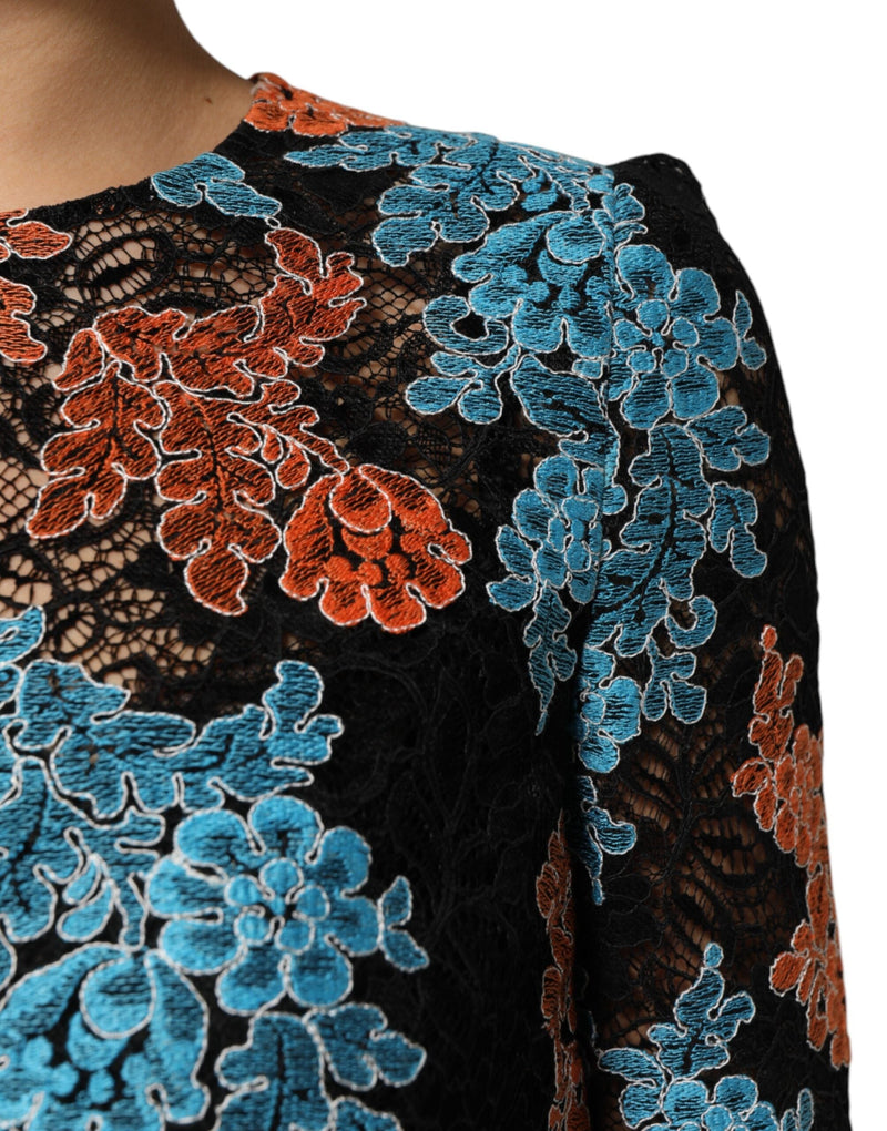 Multicolor Floral Embroidery Shift Mini Dress Dolce & Gabbana