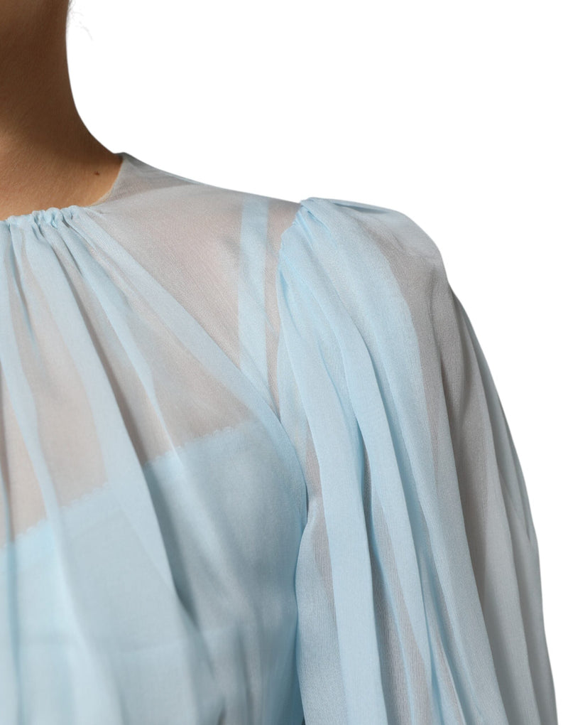 Fuchsia Light Blue Silk Two Tone Midi Dress Dolce & Gabbana