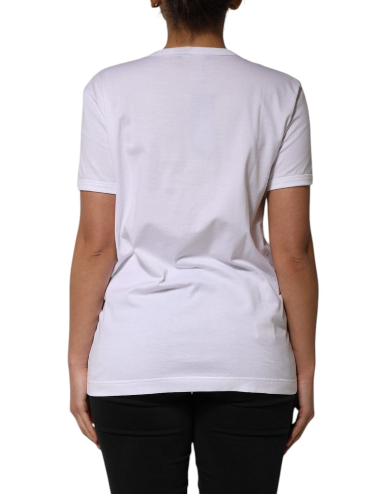 White Cotton Sequin Embellished Top T-shirt Dolce & Gabbana