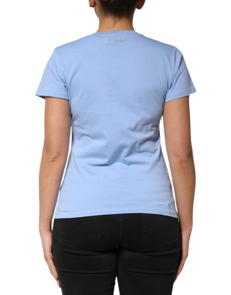 Blue Love Story Sequined Embellished Short Sleeves T-shirt PINKO