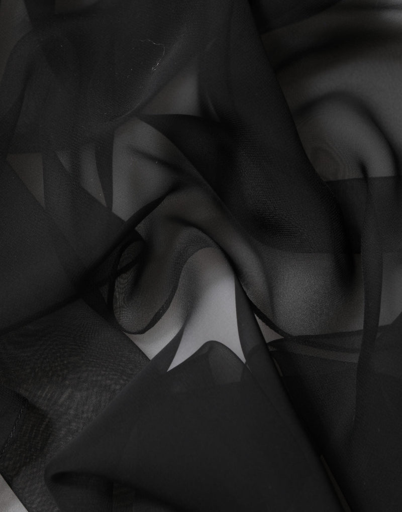 Black See Through Silk Chiffon Lace Blouse Top Dolce & Gabbana