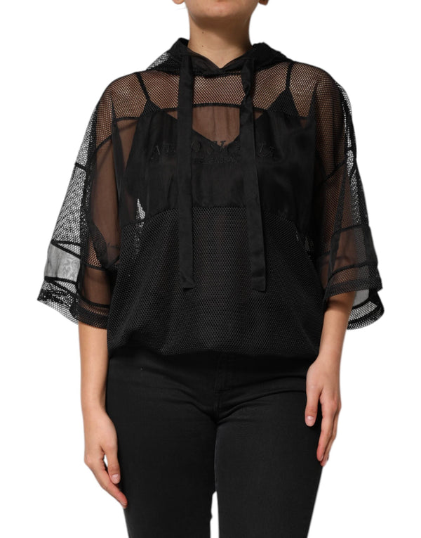 Black See Through Hooded Pullover Sweater Dolce & Gabbana