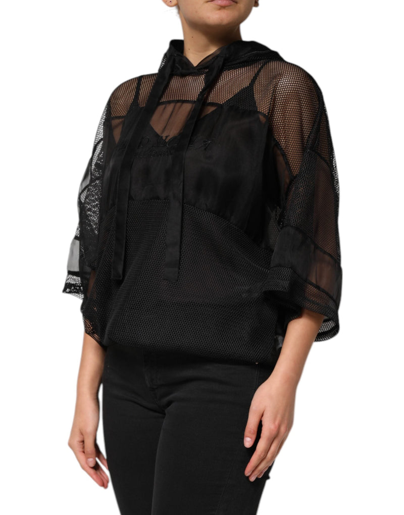 Black See Through Hooded Pullover Sweater Dolce & Gabbana