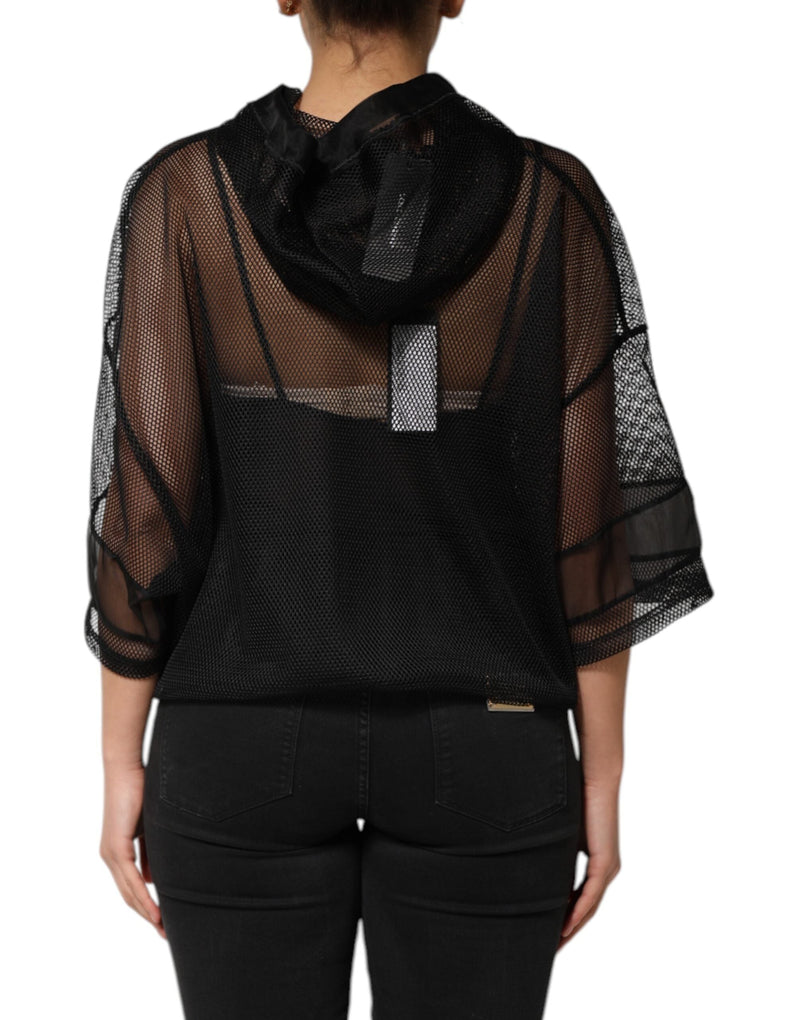 Black See Through Hooded Pullover Sweater Dolce & Gabbana