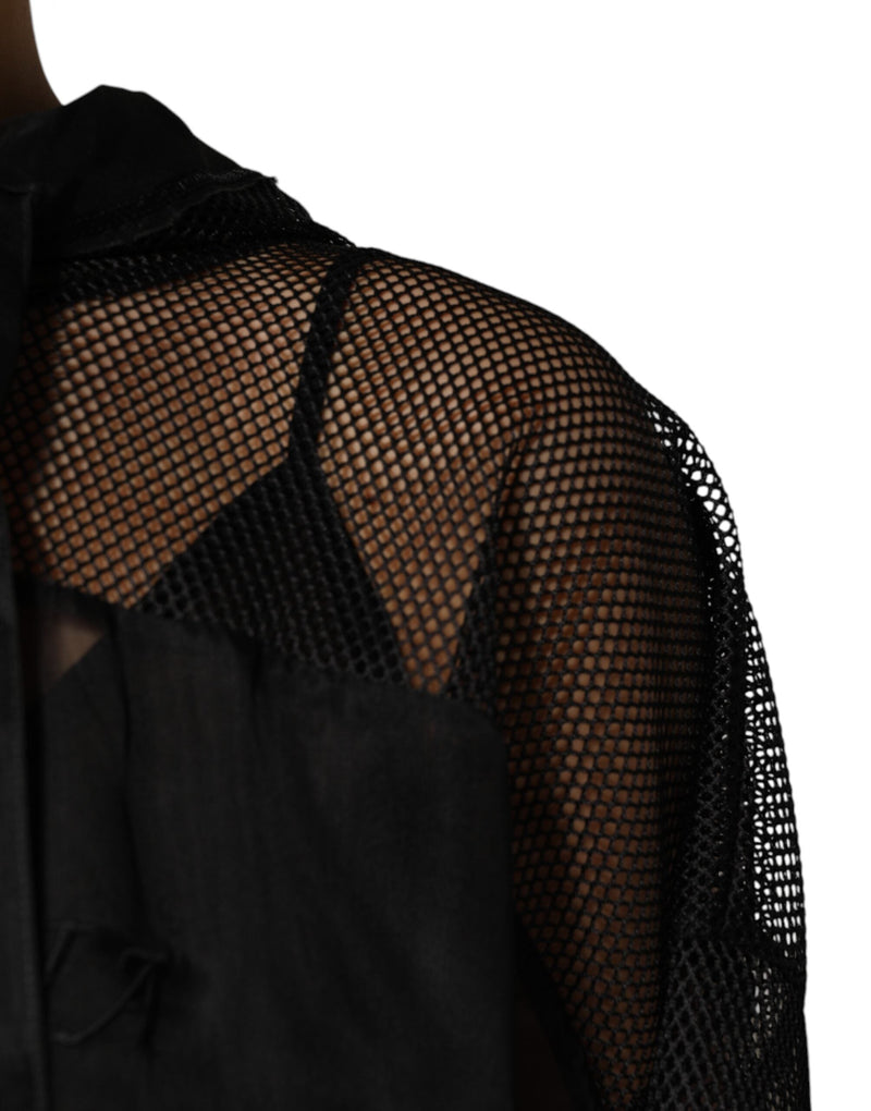 Black See Through Hooded Pullover Sweater Dolce & Gabbana