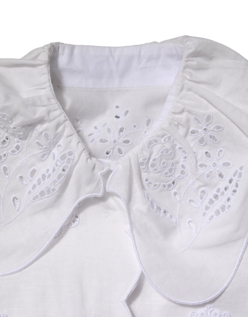 White Ruffled Lace Embellished Blouse Top Dolce & Gabbana
