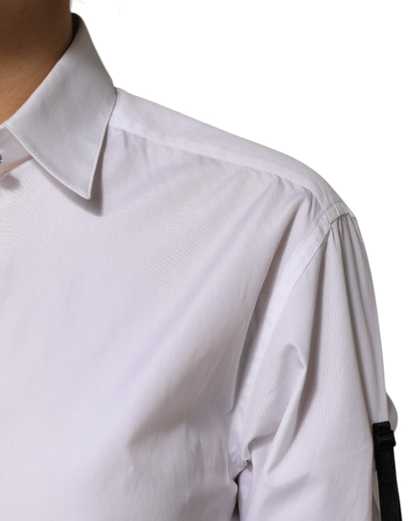 White Crystal Embellished Collared Shirt Top Dolce & Gabbana