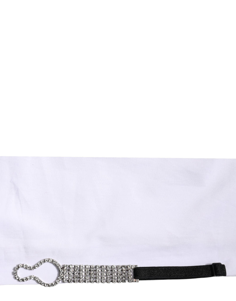 White Crystal Embellished Collared Shirt Top Dolce & Gabbana