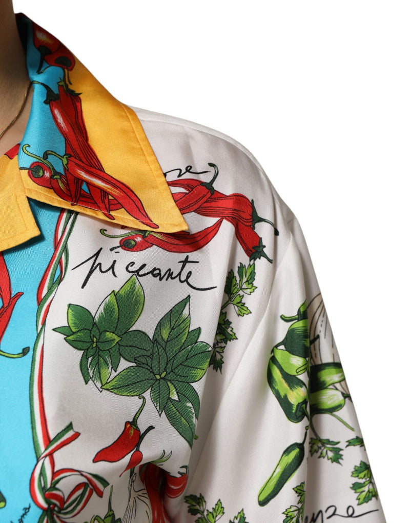 Multicolor Chili Silk Cropped Blouse Top Dolce & Gabbana