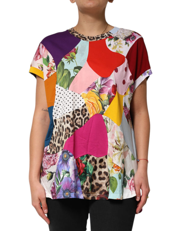 Multicolor Patchwork Cotton Silk Blouse Top Dolce & Gabbana