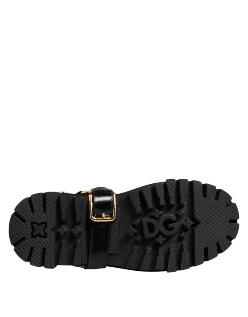 Black Leather Chelsea Men Short Boots Shoes Dolce & Gabbana
