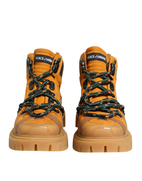 Orange Lace Up Trekking Ankle Boots Shoes Dolce & Gabbana