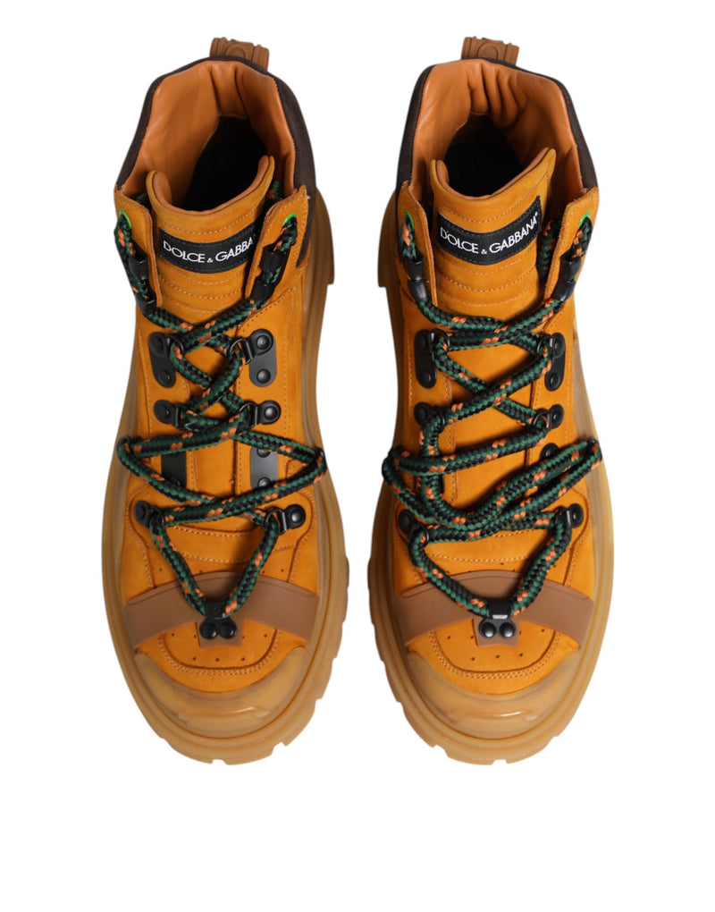 Orange Lace Up Trekking Ankle Boots Shoes Dolce & Gabbana
