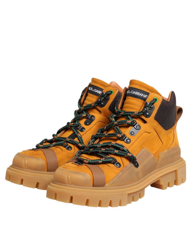 Orange Lace Up Trekking Ankle Boots Shoes Dolce & Gabbana