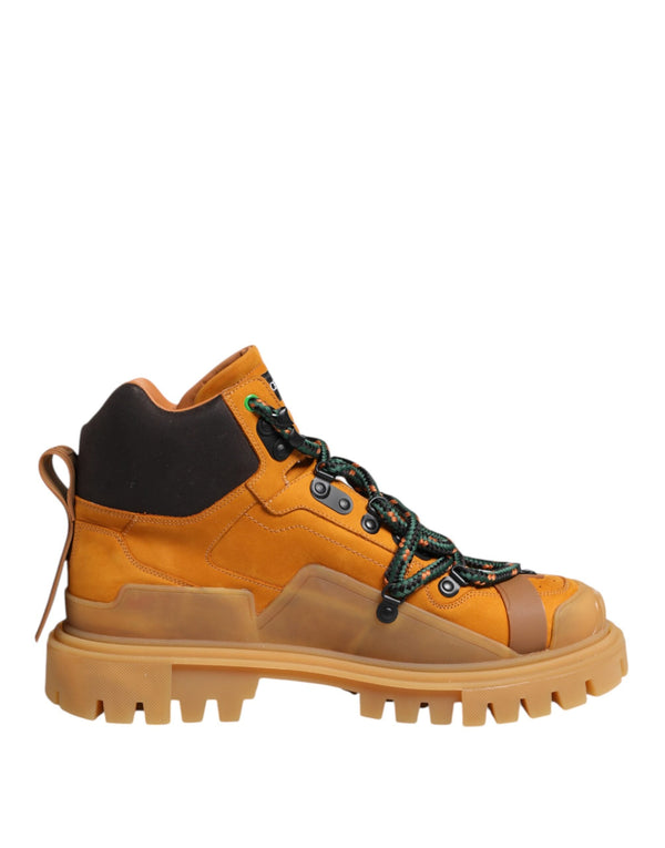 Orange Lace Up Trekking Ankle Boots Shoes Dolce & Gabbana