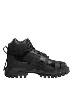 Black Leather Trekking Sneakers Boots Shoes Dolce & Gabbana