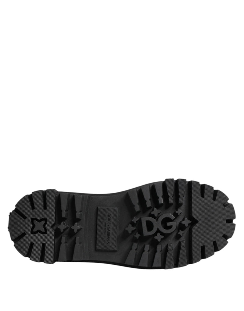 Black Leather Trekking Sneakers Boots Shoes Dolce & Gabbana