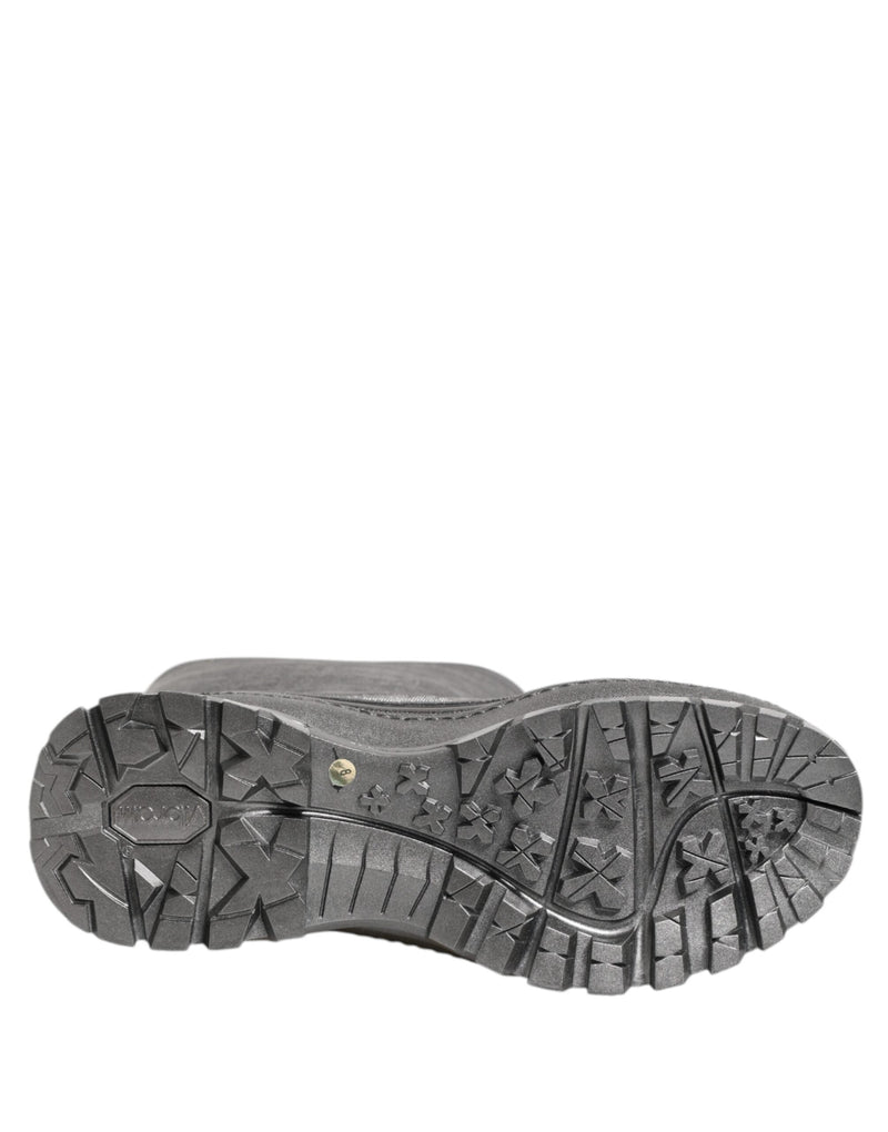 Metallic Silver Pull On Rain Boots Shoes Dolce & Gabbana