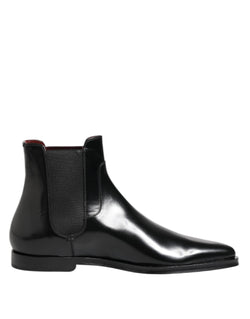 Black Leather MILLENIALS Mid Calf Boots Shoes Dolce & Gabbana