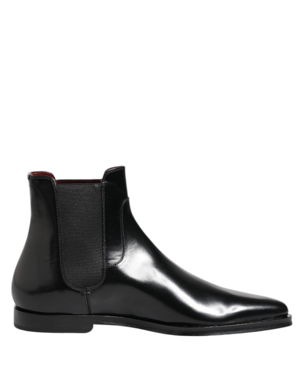 Black Leather MILLENIALS Mid Calf Boots Shoes Dolce & Gabbana