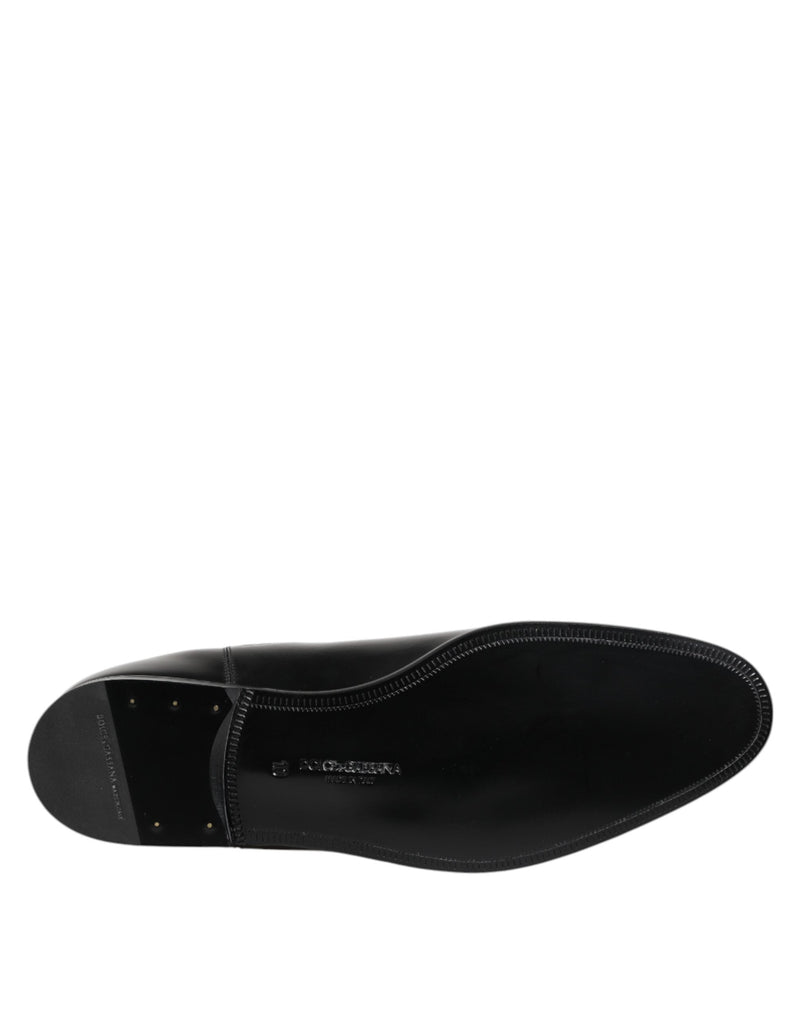 Black Leather Slip On Mid Calf Boots Shoes Dolce & Gabbana