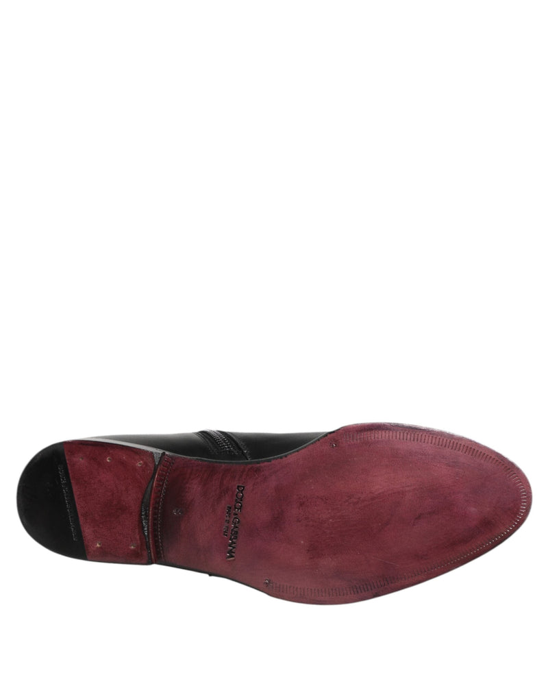 Black Leather Mid Calf Men Boots Shoes Dolce & Gabbana
