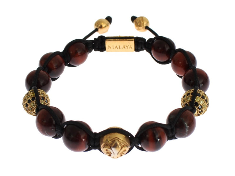 Radiant Red Tiger Eye & CZ Gold Bracelet Nialaya