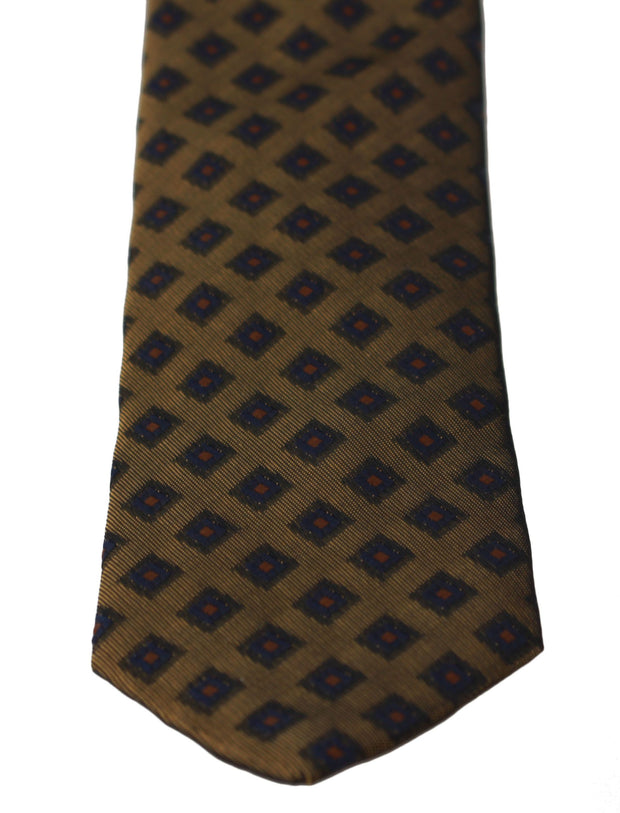 Elegant Brown Patterned Silk Blend Necktie Dolce & Gabbana