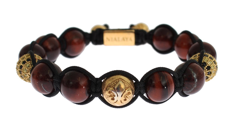 Radiant Red Tiger Eye & CZ Gold Bracelet Nialaya