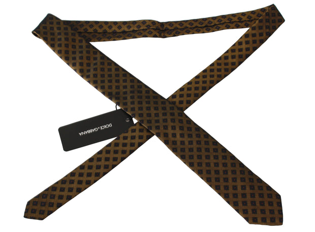 Elegant Brown Patterned Silk Blend Necktie Dolce & Gabbana