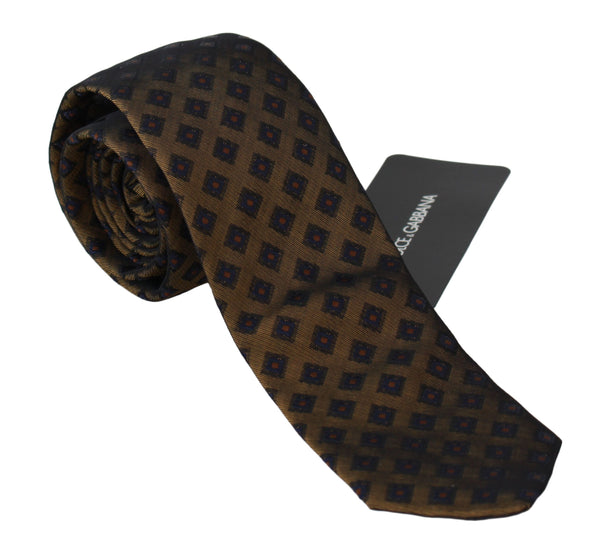 Elegant Brown Patterned Silk Blend Necktie Dolce & Gabbana