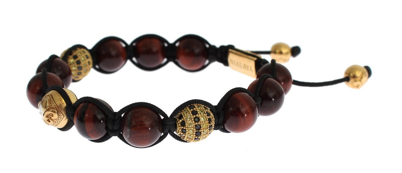 Radiant Red Tiger Eye & CZ Gold Bracelet Nialaya