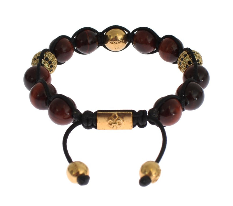 Radiant Red Tiger Eye & CZ Gold Bracelet Nialaya