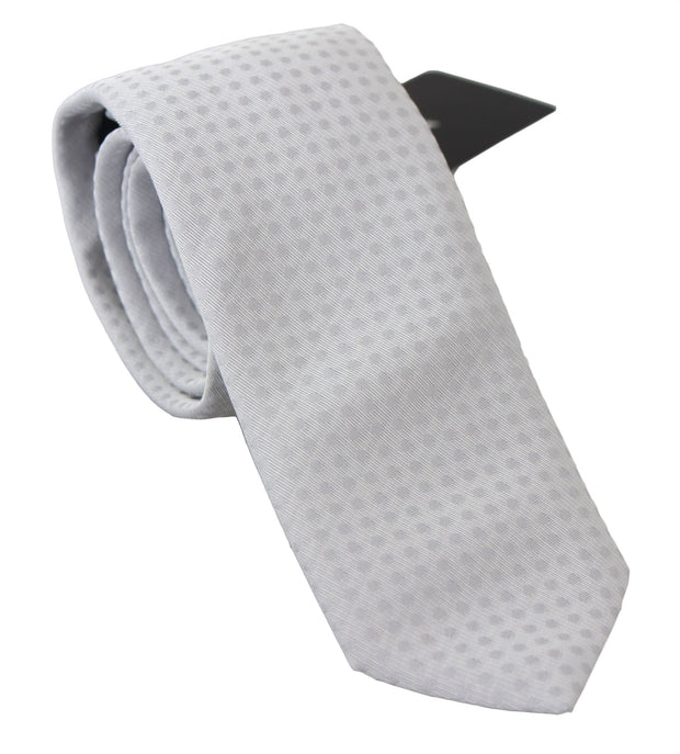 Elegant White Patterned Silk Blend Neck Tie Dolce & Gabbana