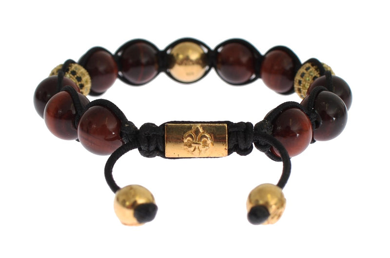 Radiant Red Tiger Eye & CZ Gold Bracelet Nialaya