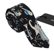 Elegant Black Music Pattern Silk Neck Tie Dolce & Gabbana