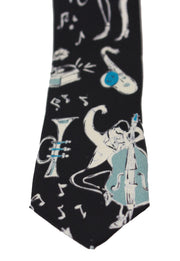 Elegant Black Music Pattern Silk Neck Tie Dolce & Gabbana