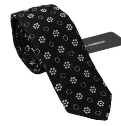 Elegant Black Floral Silk Necktie Dolce & Gabbana