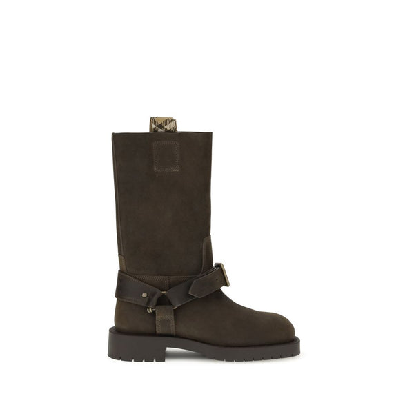 Suede Saddle Ankle Boots Burberry