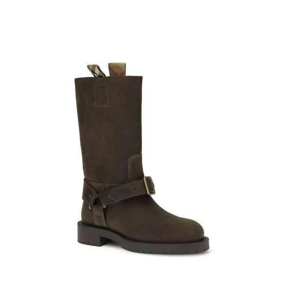 Suede Saddle Ankle Boots Burberry