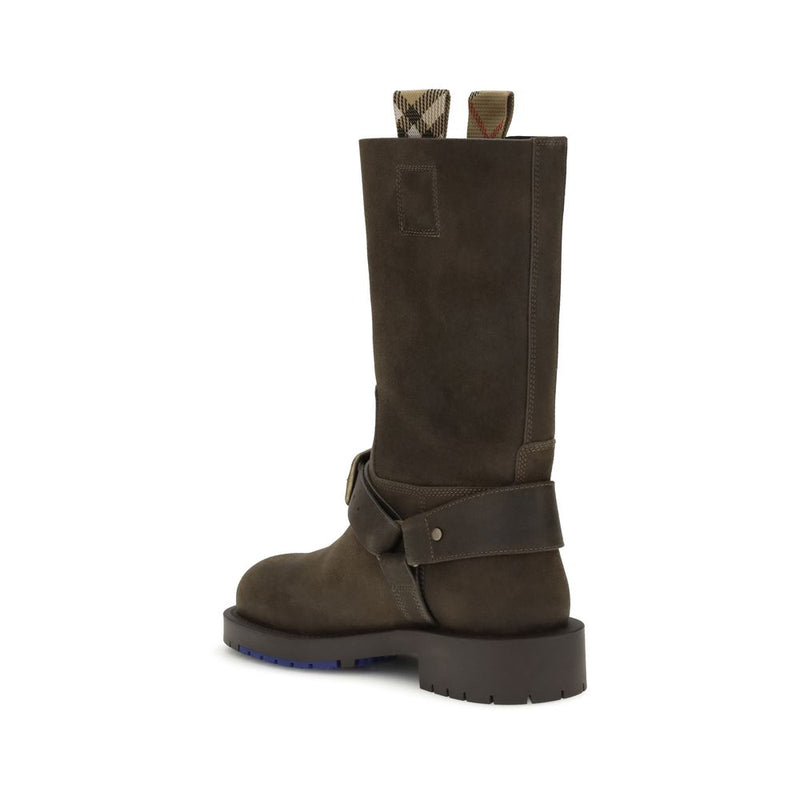 Suede Saddle Ankle Boots Burberry