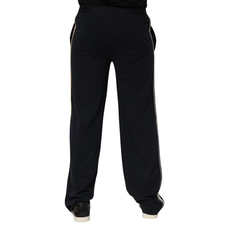 Black Modal Spandex Straight Logo Trouser Pants Dolce & Gabbana